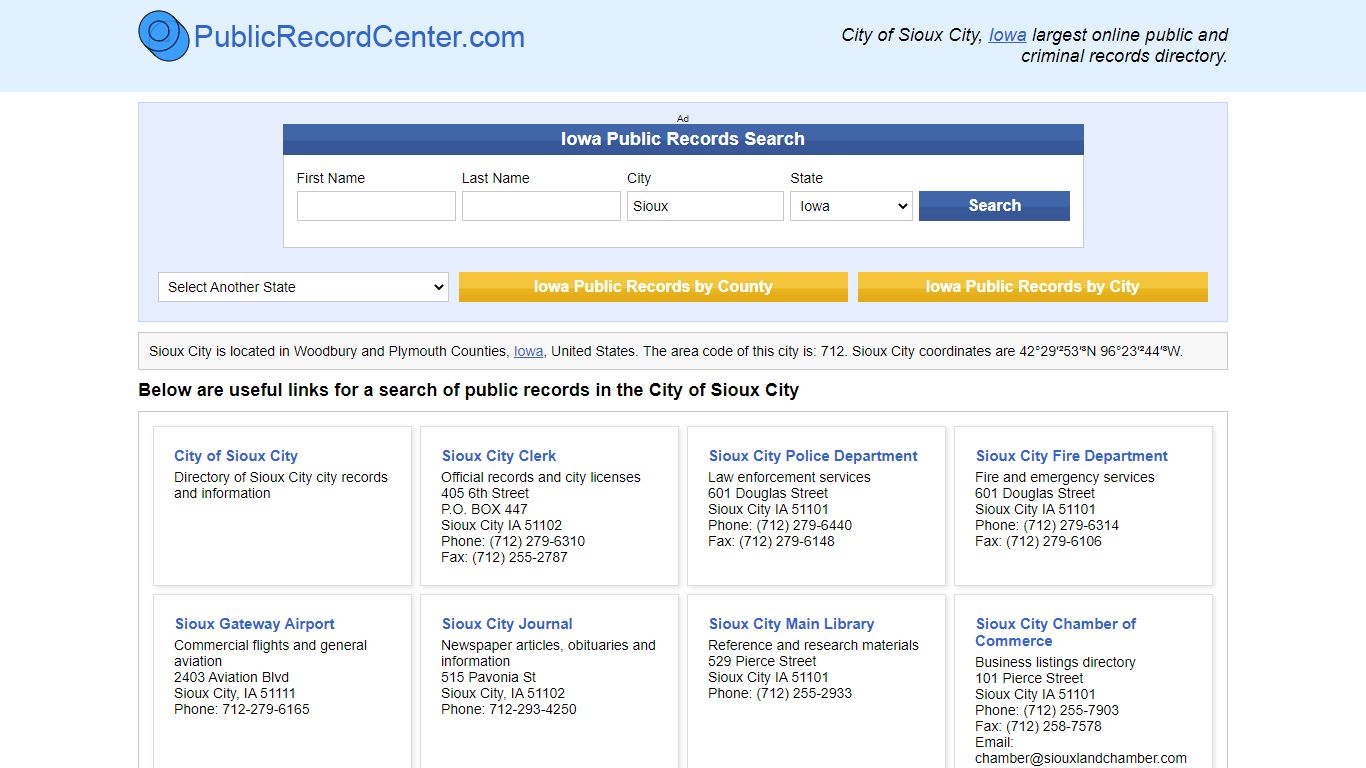 Sioux City Iowa Public Records and Criminal Background Check