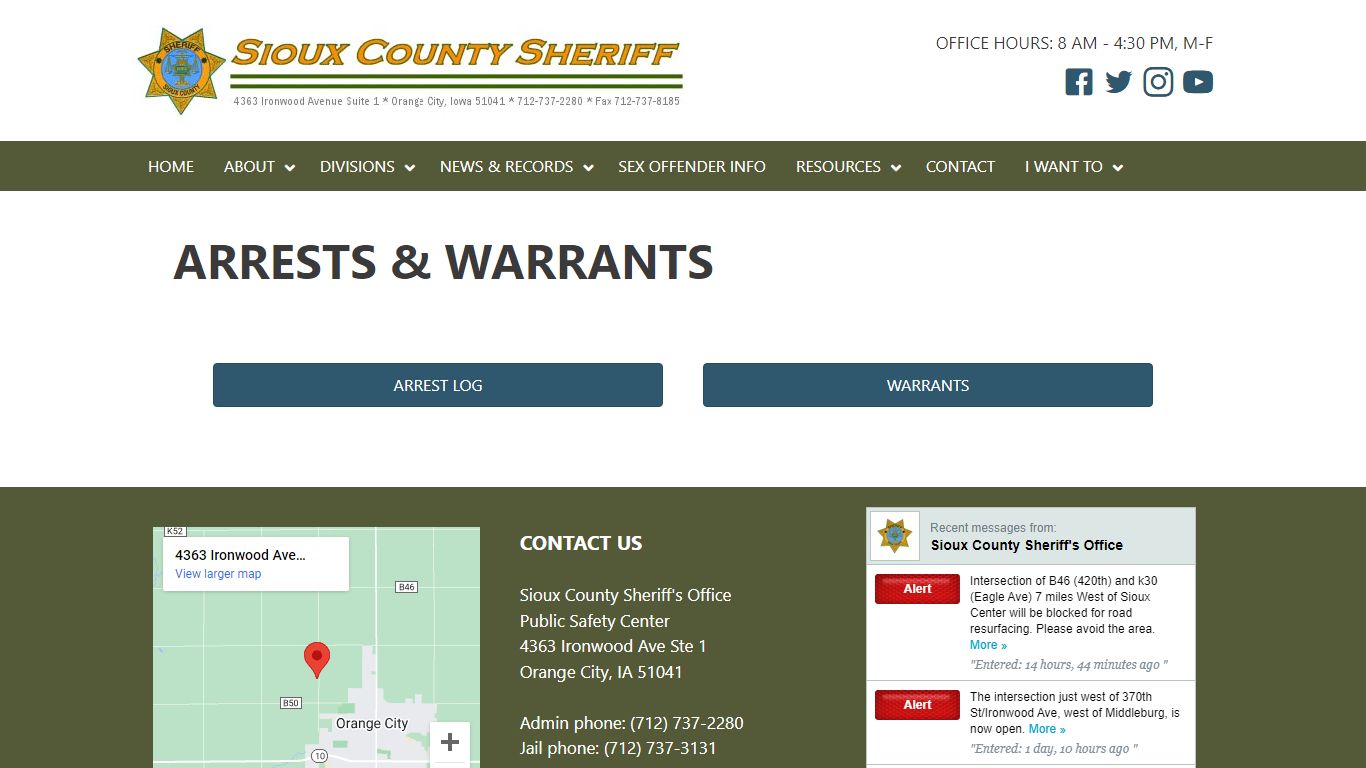 Arrests & Warrants - Sioux County Sheriff